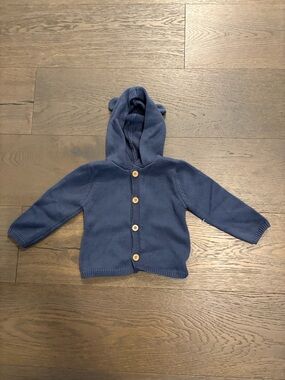 Pekkle baby boy blue knot cardigan 12M NWT organic